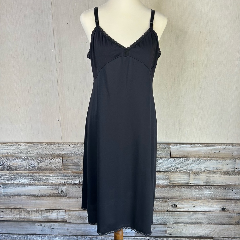 VINTAGE CHEMISE SLIP Lace Trim Midi Dress Goth Y2K